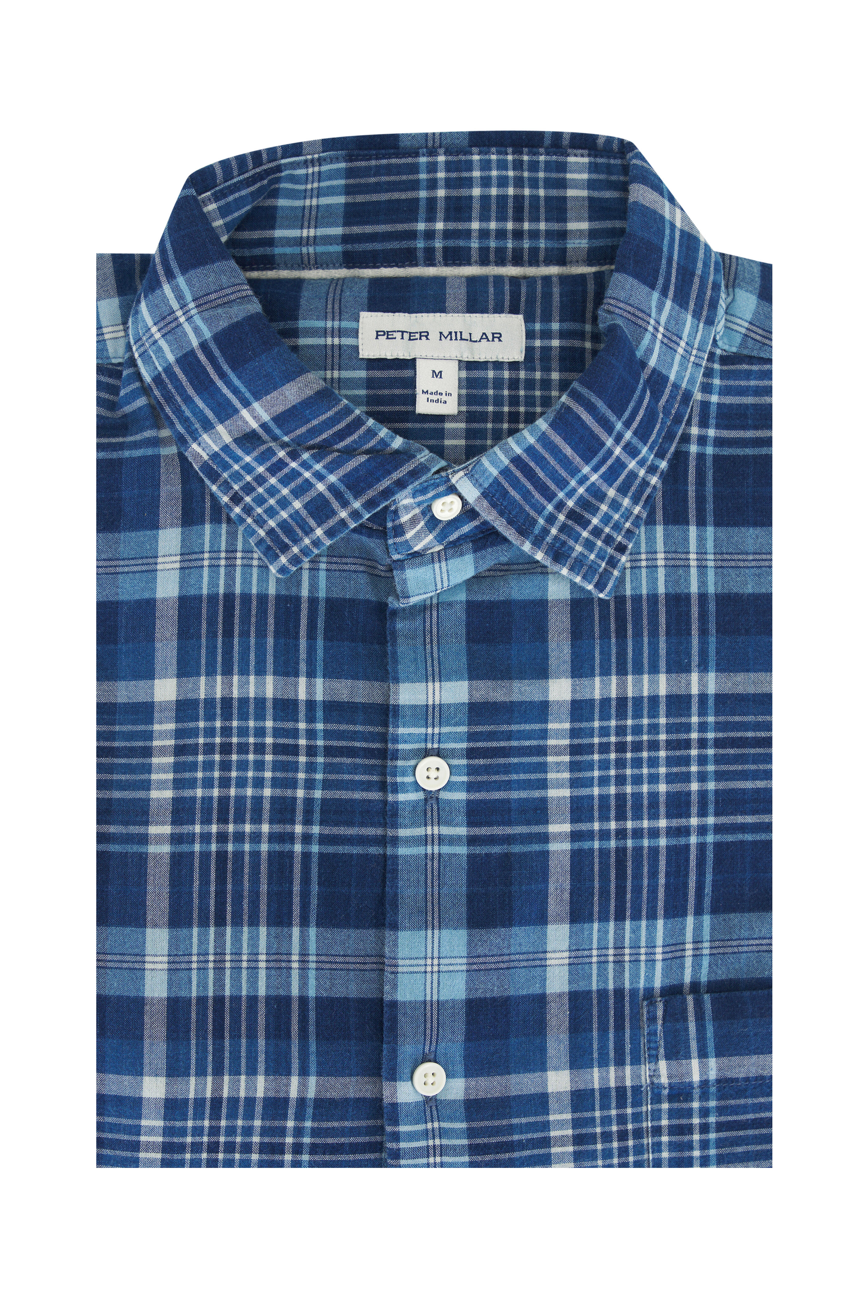 Peter Millar - Indigo Plaid Cotton Sport Shirt