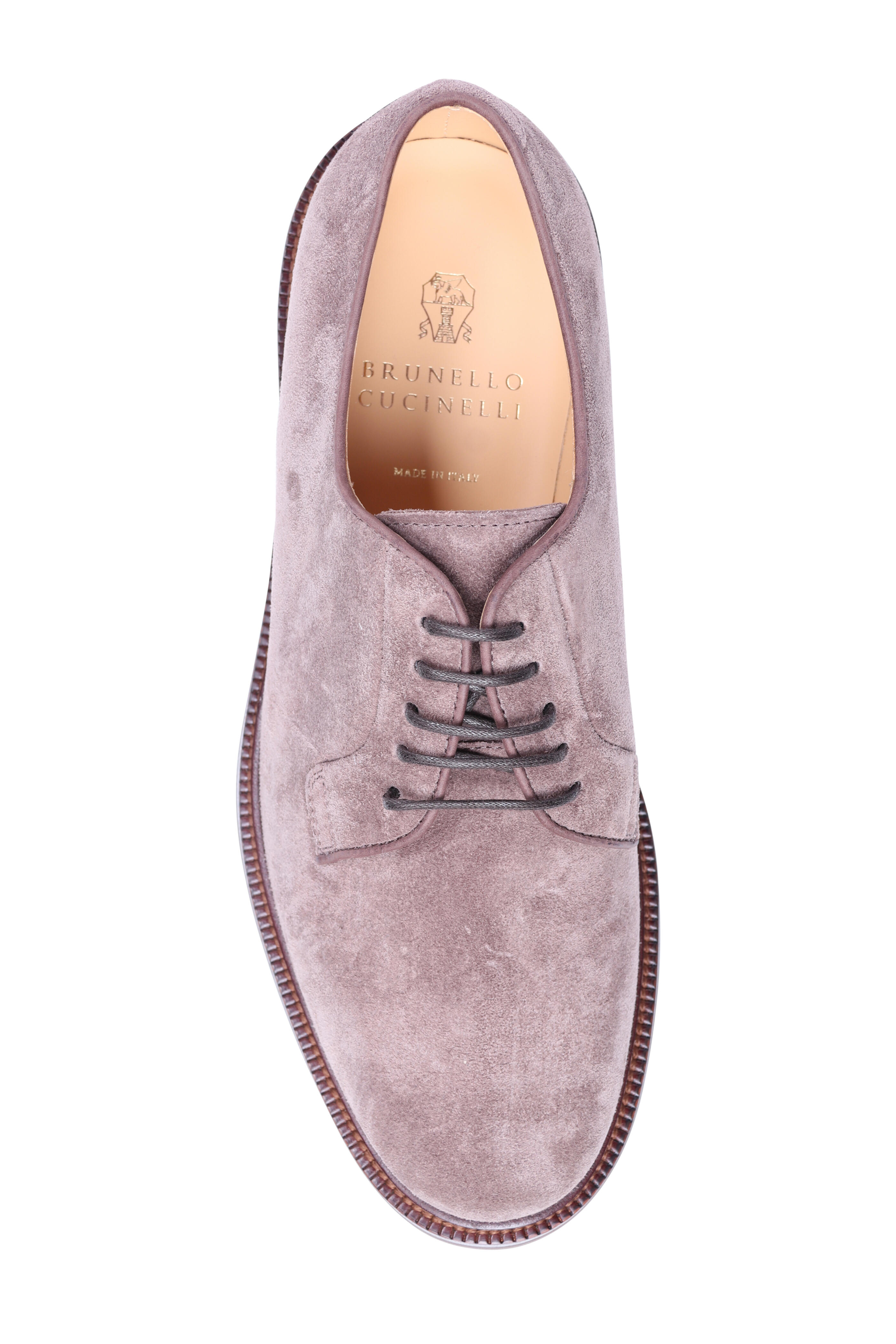 Brunello Cucinelli - Dark Amber Suede Derby Lace Up