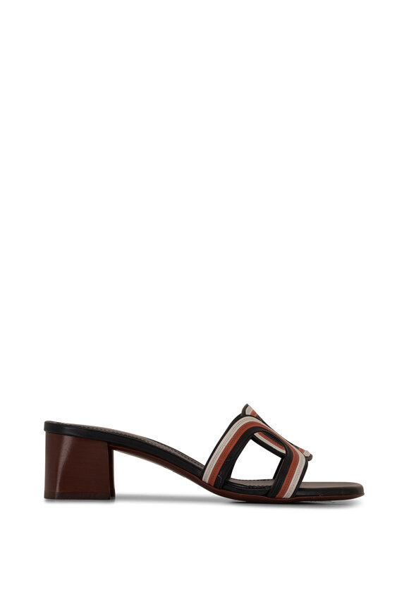 Tod's - Black, White & Brown Slide Sandal, 45mm 