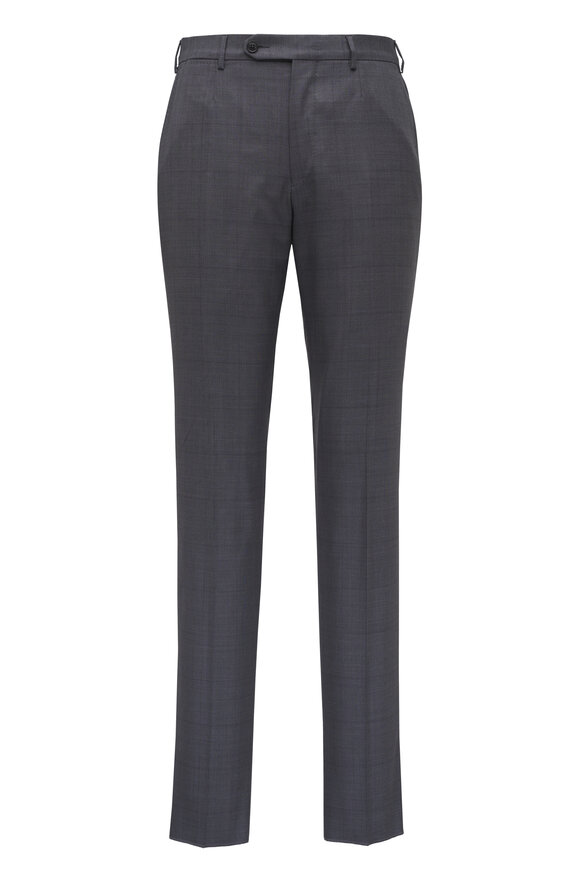 Zegna Charcoal Gray Plaid Wool Suit - view 4