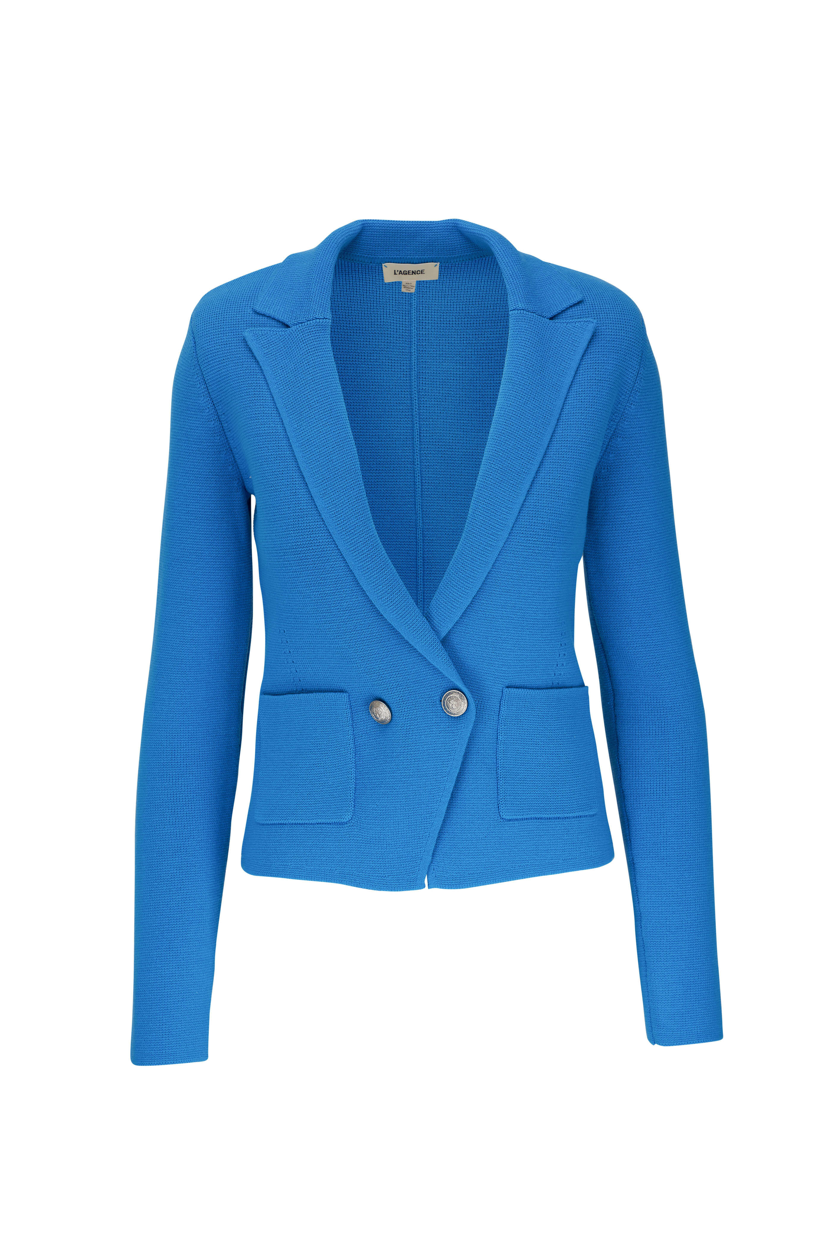L'Agence - Sofia Blue Knit Blazer | Mitchell Stores