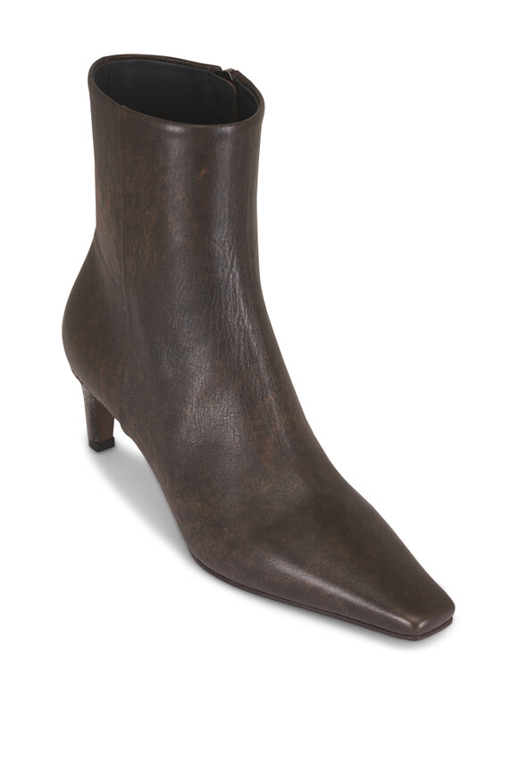 Brunello Cucinelli Brown Leather Monili Heel Ankle Boot, 50mm - view 1