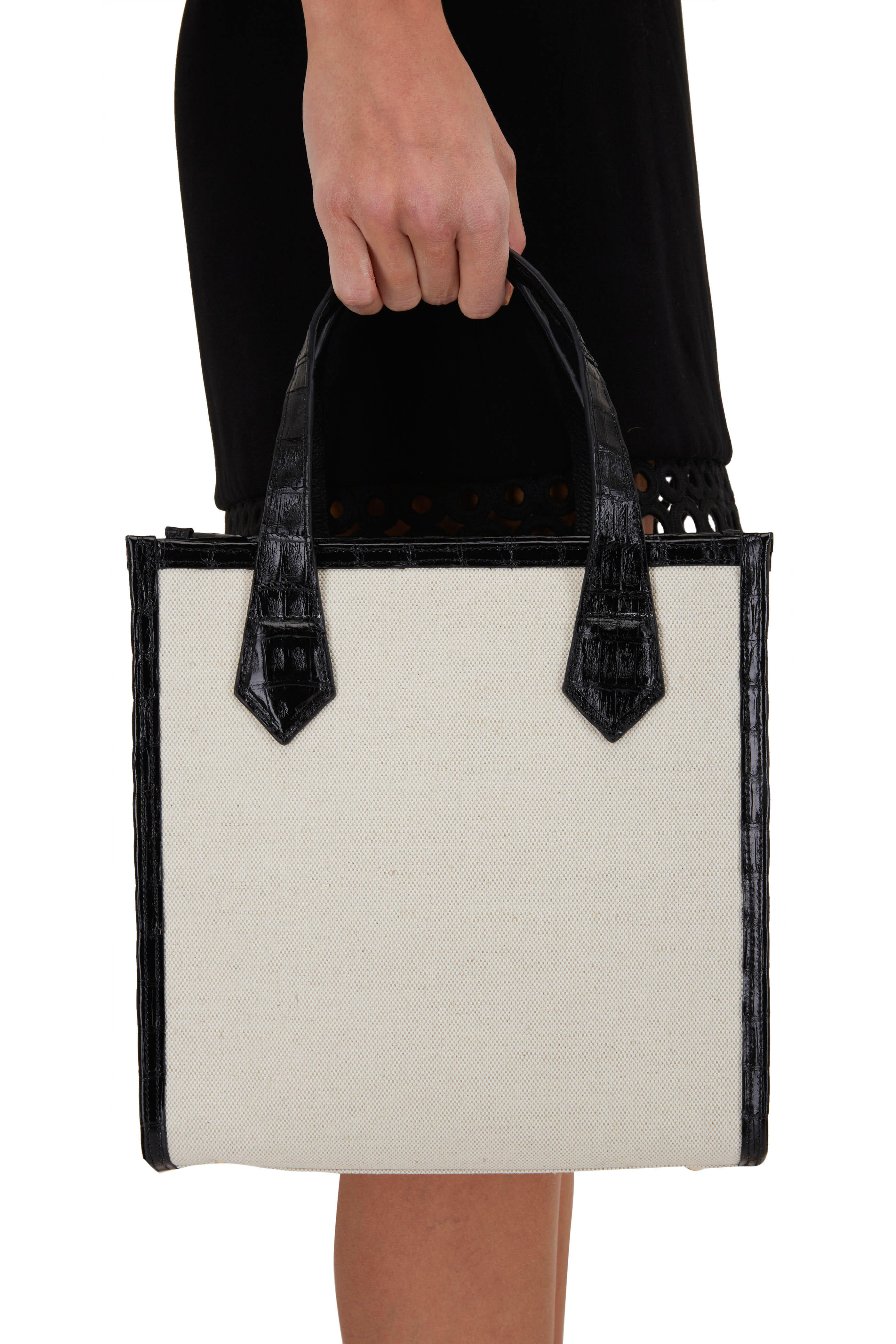 Maria Oliver - Martina Natural & Black Canvas Tote