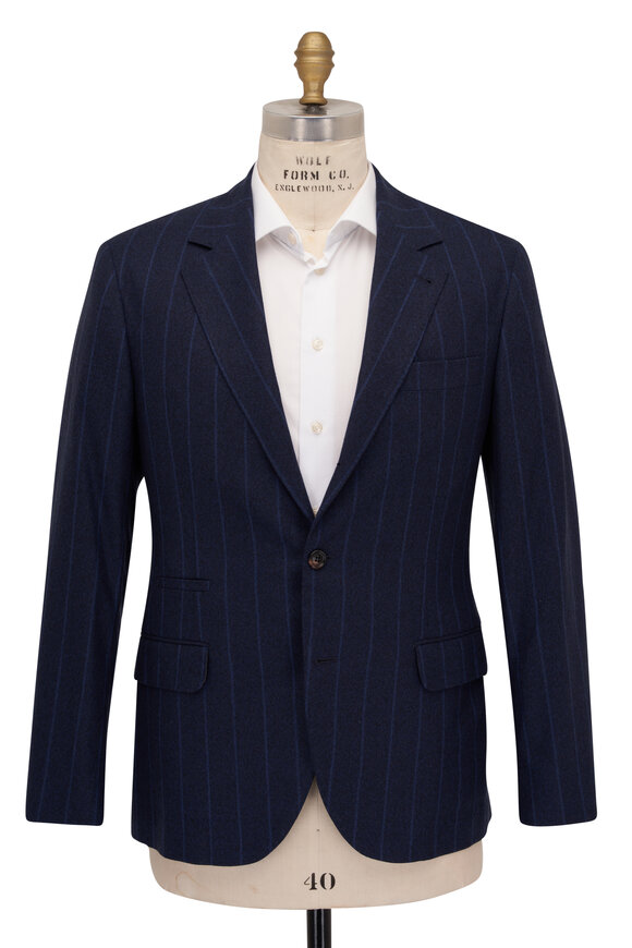 Brunello Cucinelli - Navy Striped Wool Suit