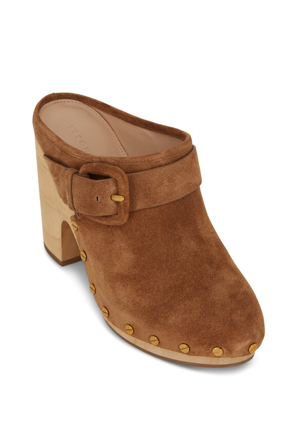 Veronica Beard - Dacey Pecan Suede Clog, 90mm