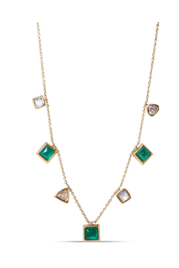Loree Rodkin Emerald and Diamond Shape Necklace