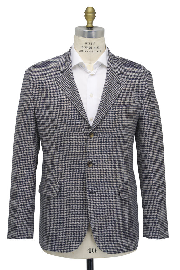 Brunello Cucinelli - Blue & Tan Houndstooth Sportcoat