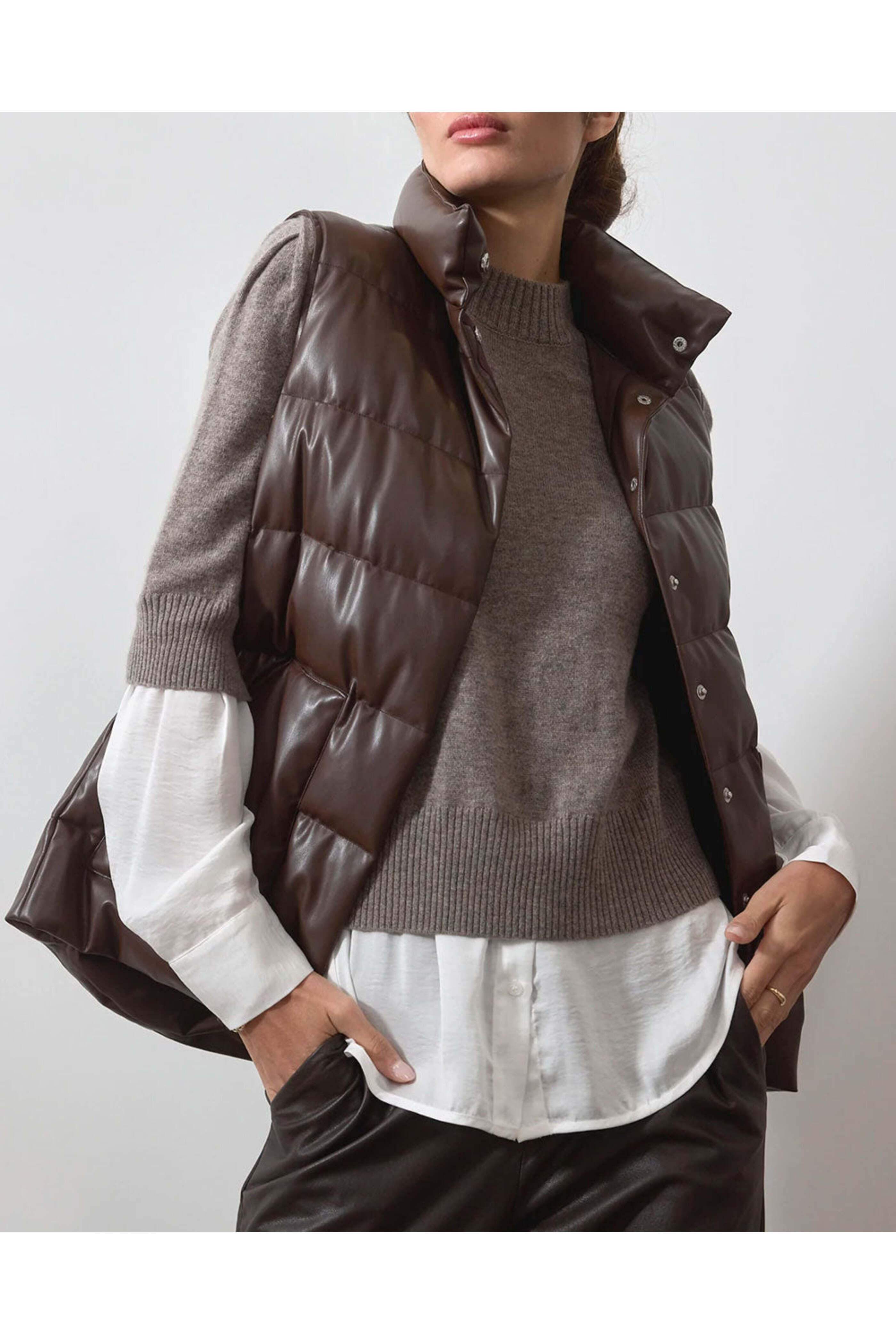 Brochu Walker - Carob Anders Vegan Leather Down Vest