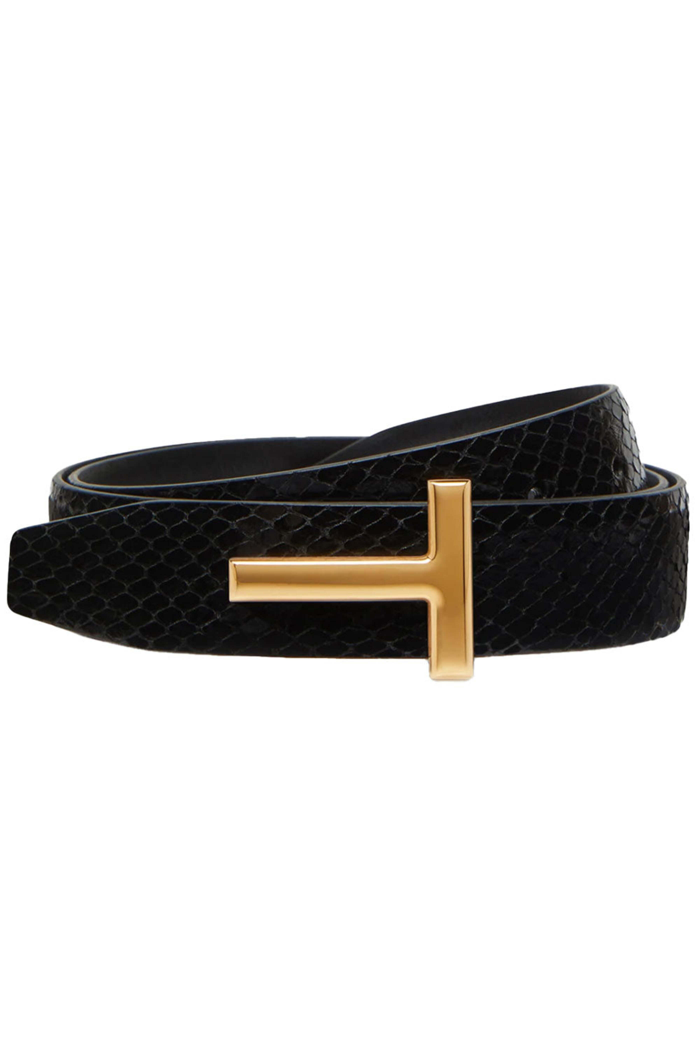 Tom Ford - Printed Python Reversible Belt in Black