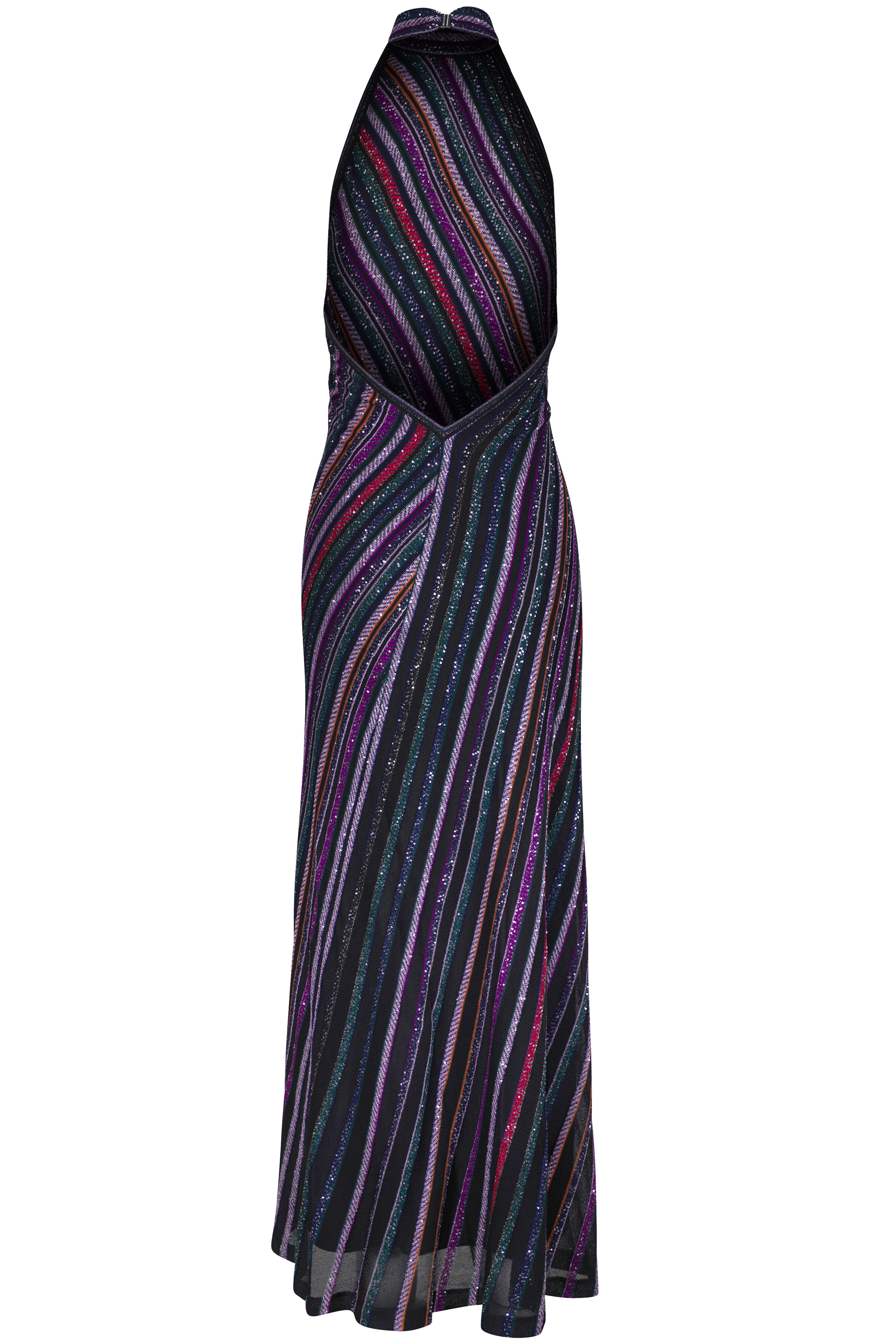 Missoni - Multicolor Mini Paillette Stripe Halter Maxi Dress