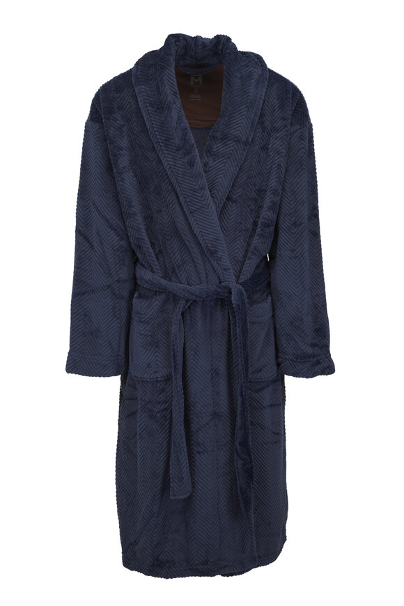 Majestic Navy Textured Fleece Robe