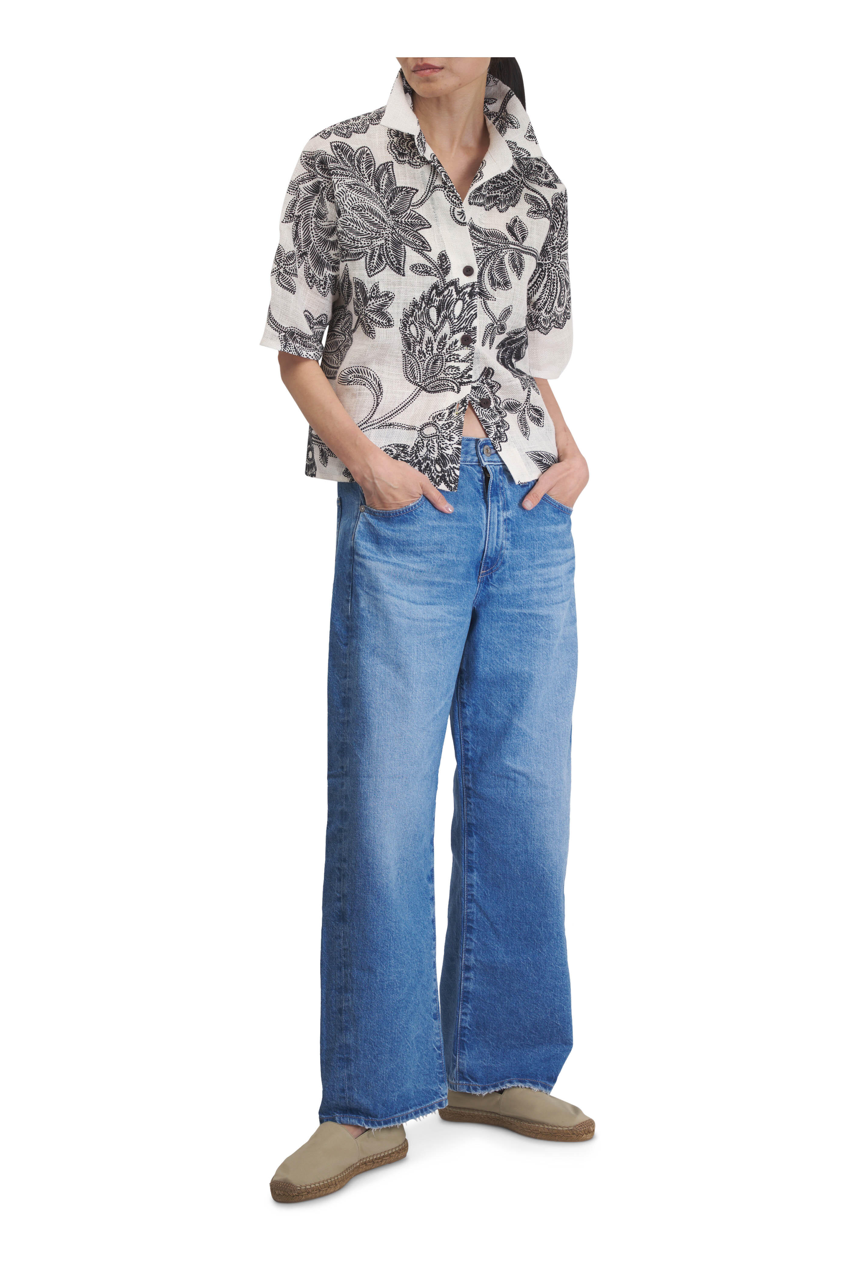 Peter Cohen - Trudy Black & White Floral Print Blouse