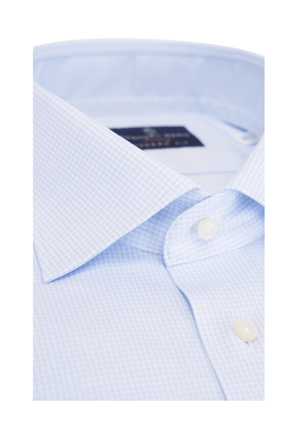 Emanuel Berg Blue Check Cotton Dress Shirt - view 2