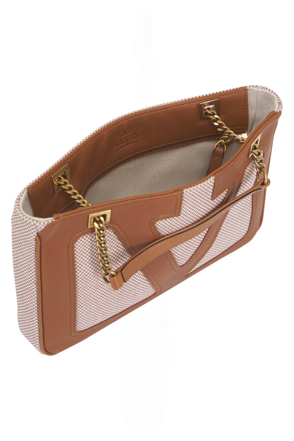 Valentino Garavani Small Viva Superstar Brown & Natural Canvas Tote - view 4