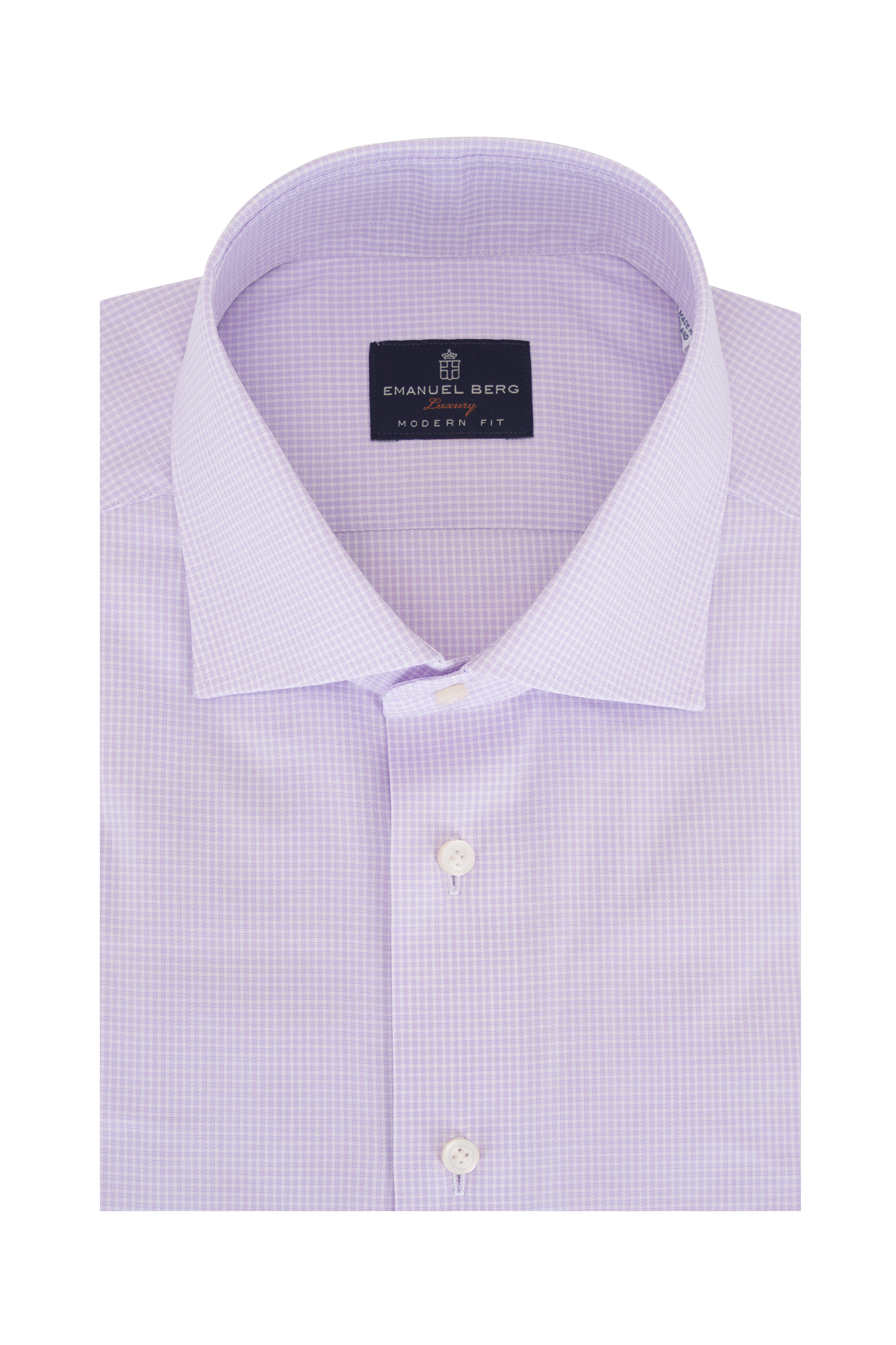 Emanuel Berg - Lavender Check Cotton Dress Shirt