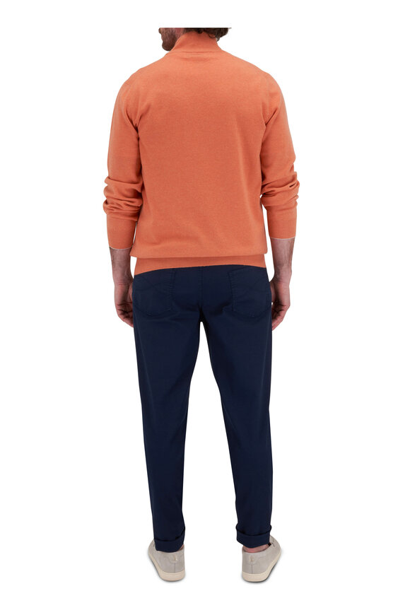 Brunello Cucinelli - Orange Cashmere Quarter Zip Pullover