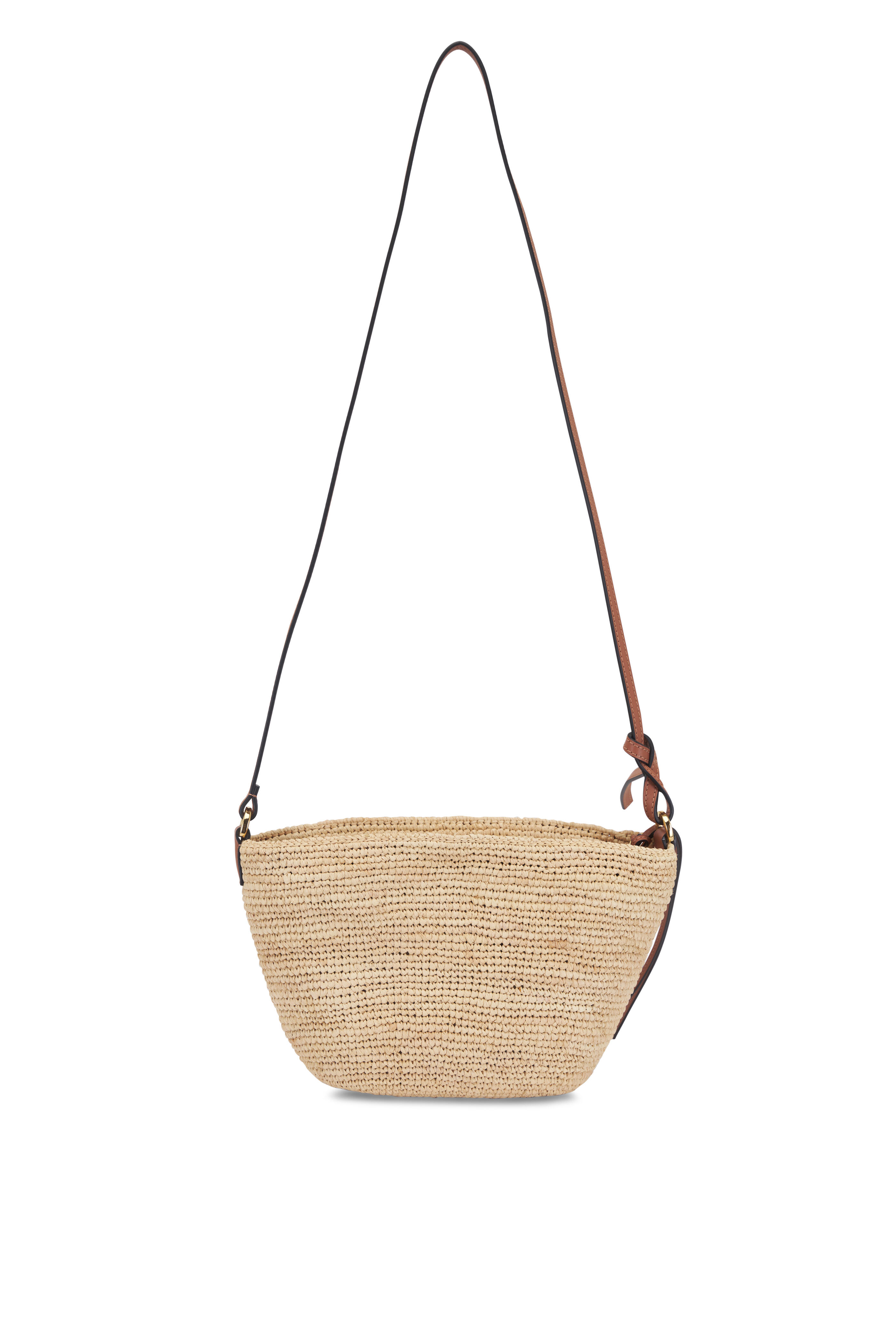 Loewe - Slit Pochette Neutral Rafia & Leather Bag