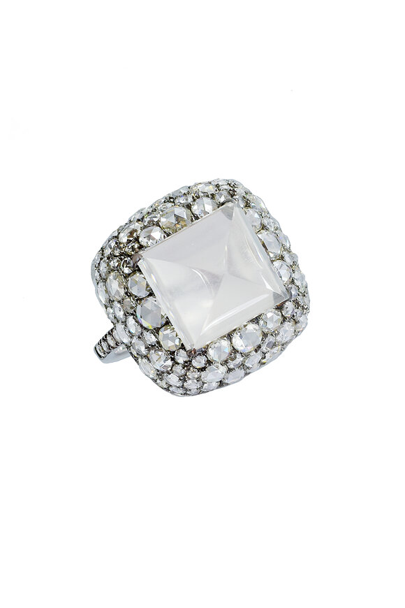 Nam Cho - 18K White Gold Moonstone & Diamond Ring