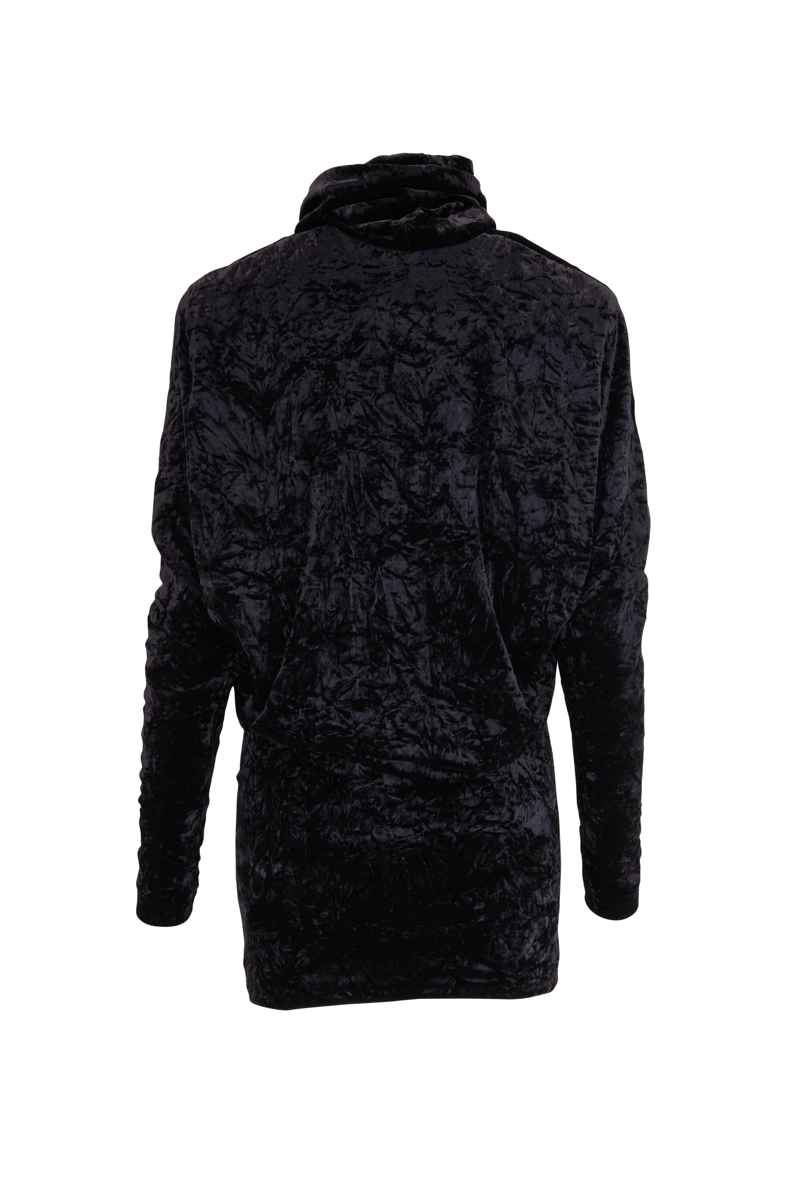 Saint Laurent - Black Velvet Roll Neck Long Sleeve Blouse