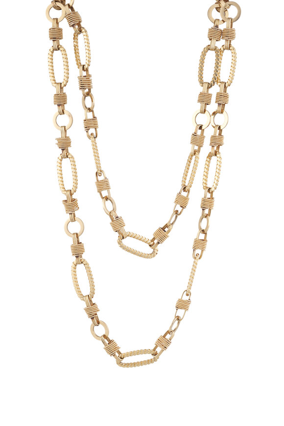 Courtney Davis 1970's Textured Long Link Necklace