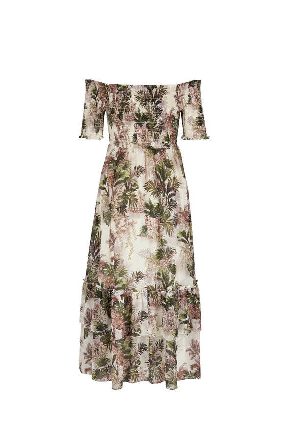 L'Agence - Oriel Antique White Vintage Safari Midi Dress