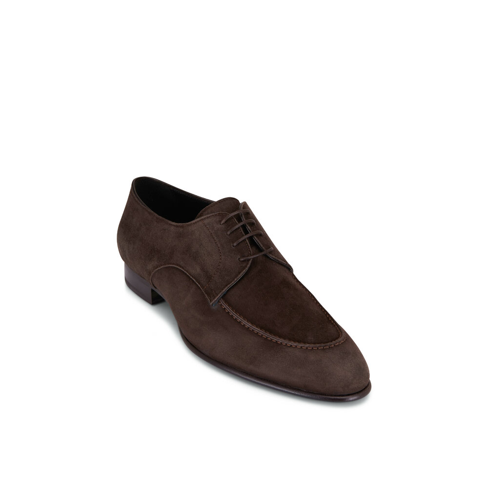 Brioni Dark Brown Leather Woven Toe Derby Shoes nm_4935146_100263_m main image 2