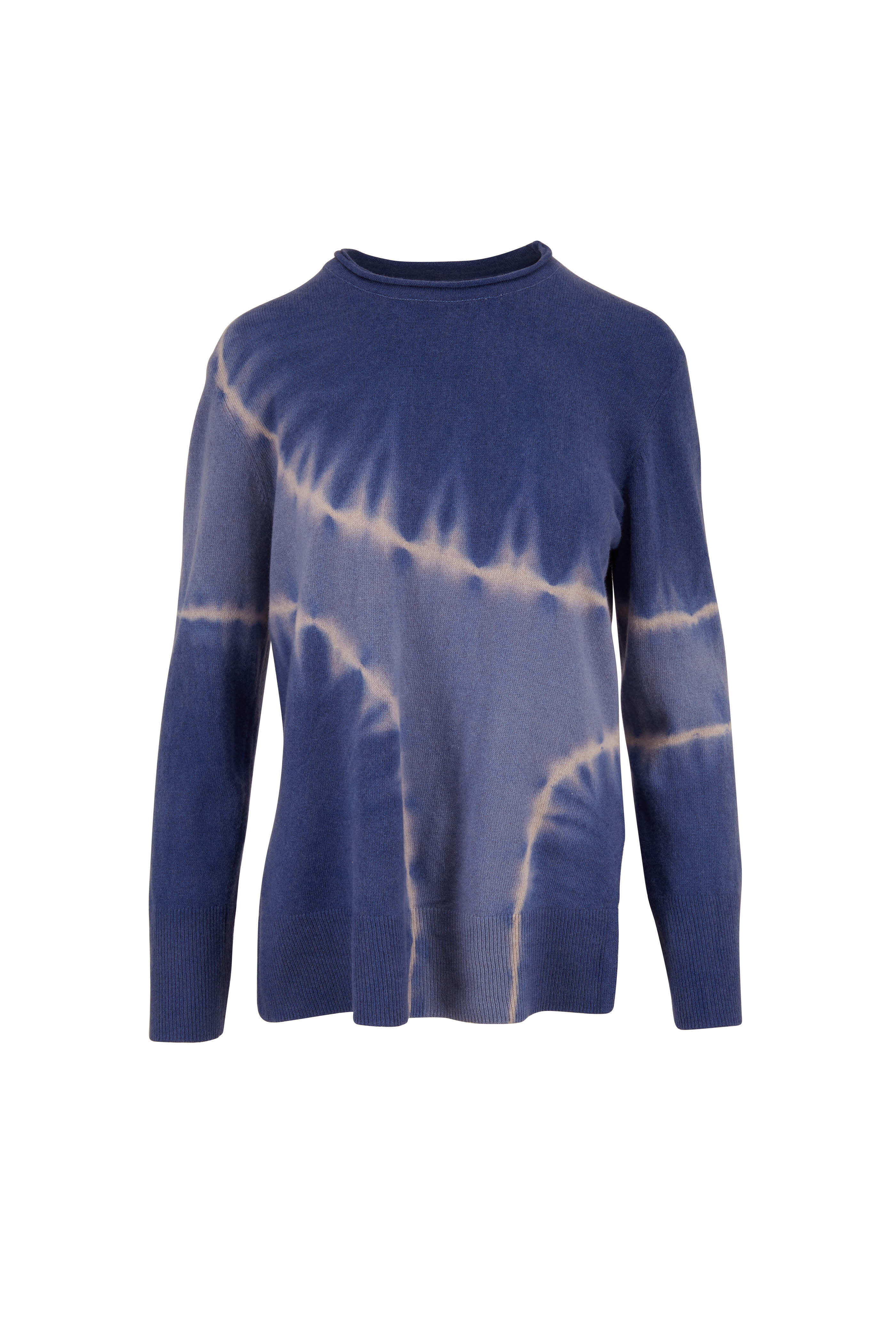 Raquel Allegra - Blue Tie-Dye Cashmere Boyfriend Sweater