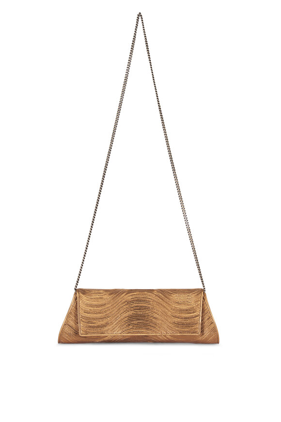 Akris Small Anouk Bronze Wavy Leather Chain Clutch - view 1
