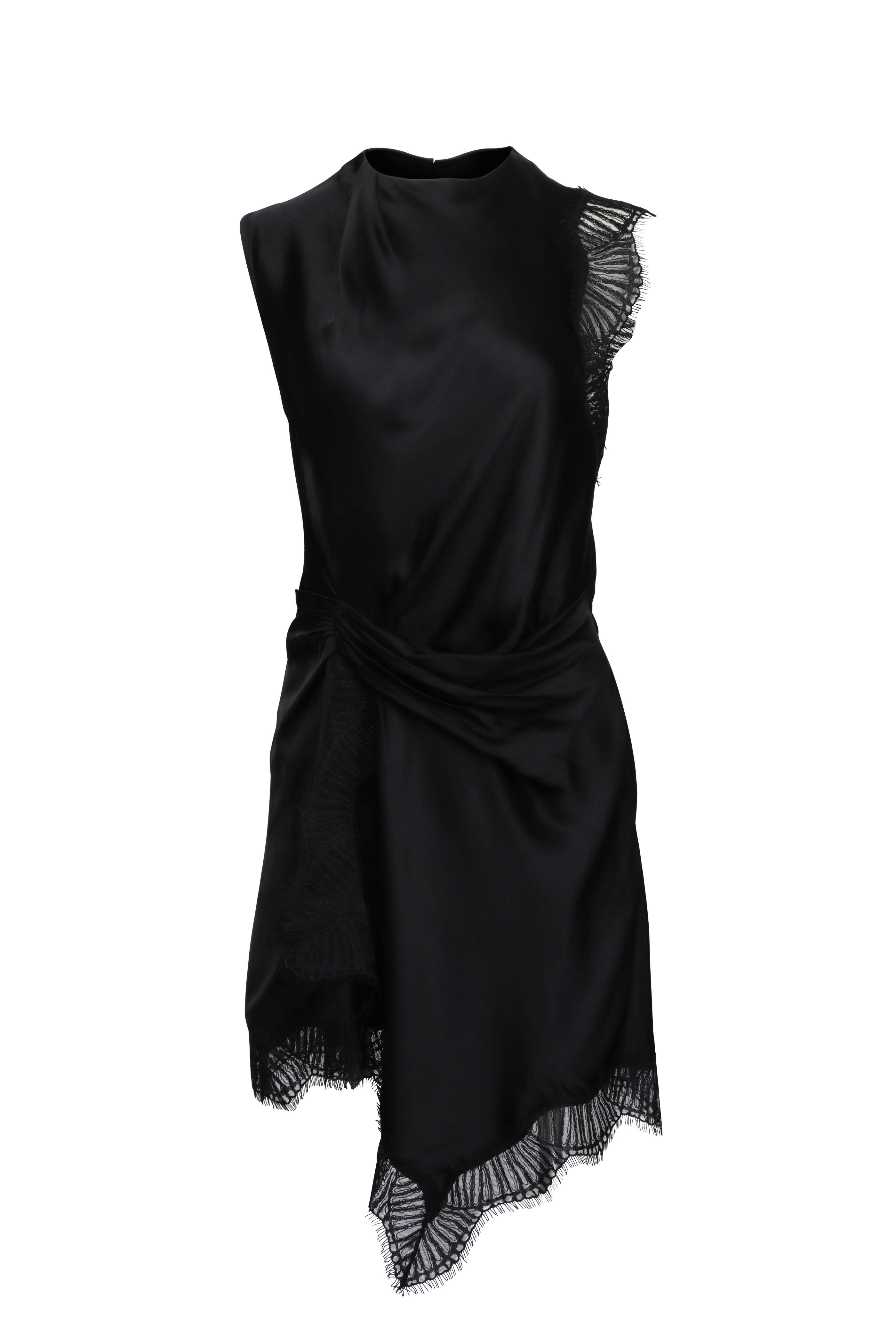 A.L.C. - Dion Black Satin & Lace Mini Dress