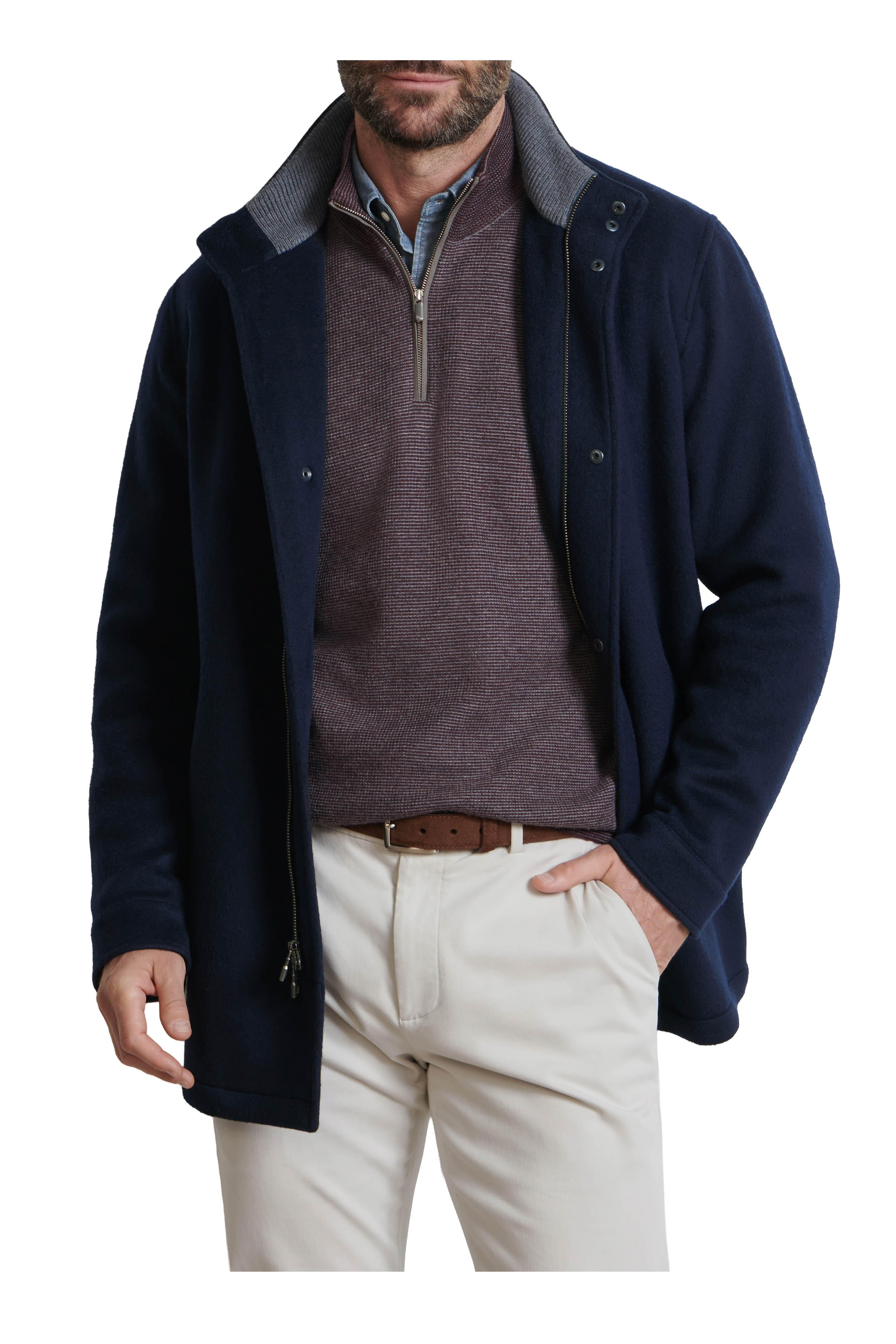 Peter Millar - Crown Flex City Navy Blue Merino Wool Coat