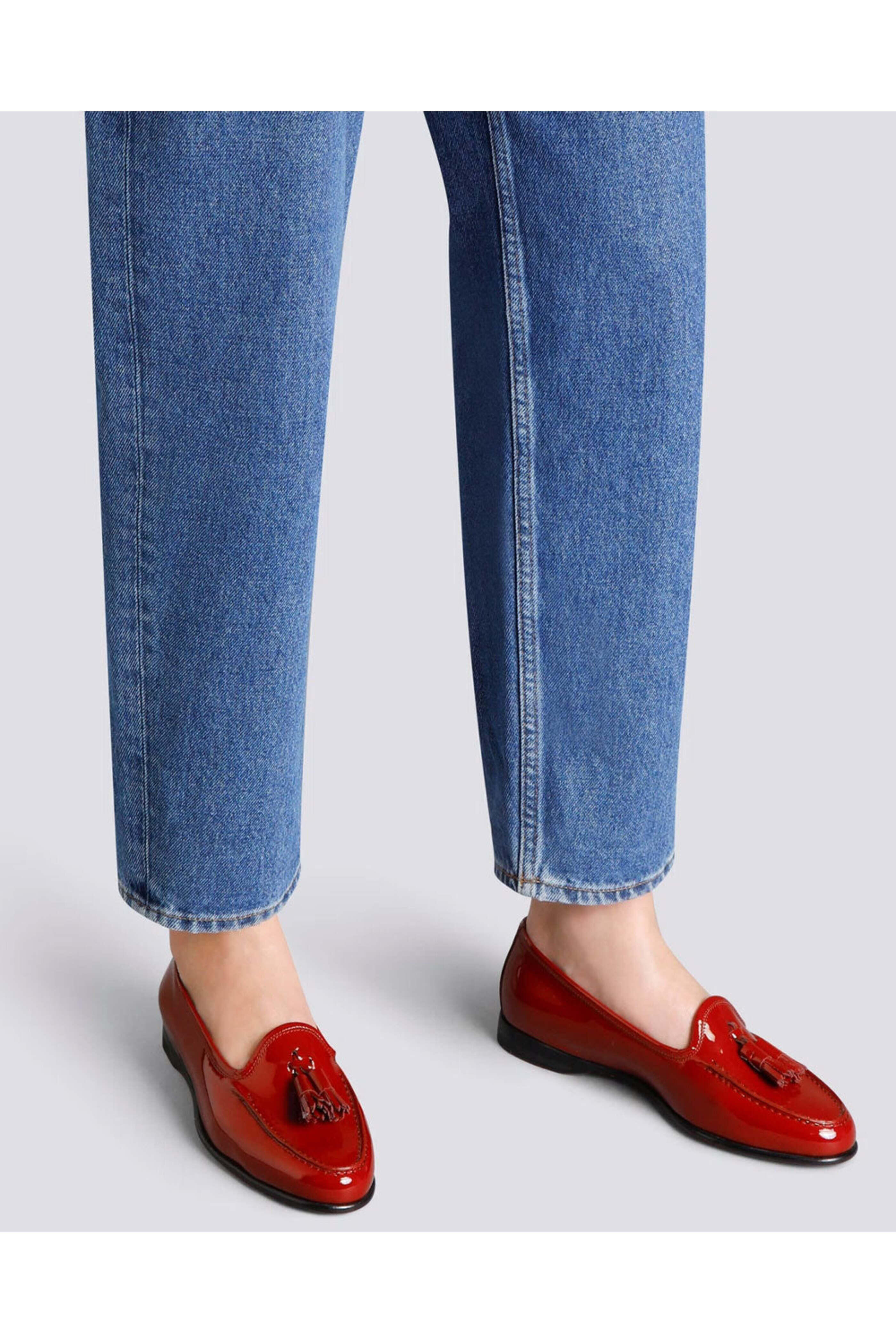 Santoni - Andrea Leather Tassel Loafer in Red | Mitchell Stores