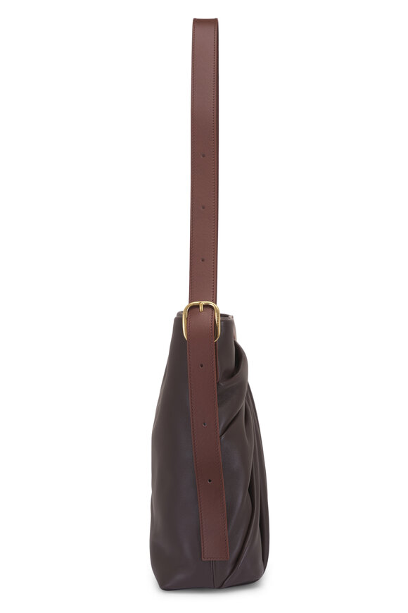 Loewe Draped Dark Chestnut Mellow Leather Tote - view 4