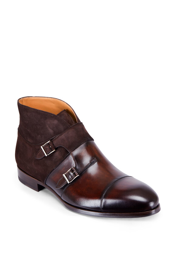 Magnanni - Octavian Brown Leather & Suede Double Monk Boot display picture 3