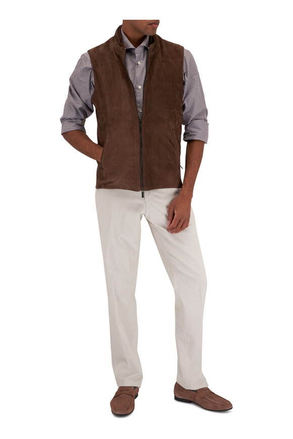 Maurizio Baldassari - Brown Suede & Knit Panel Vest 