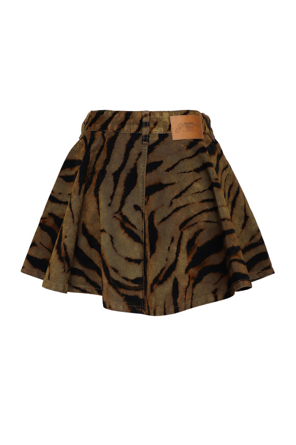 Ganni - Khaki Zebra Print Mini Skirt | Mitchell Stores