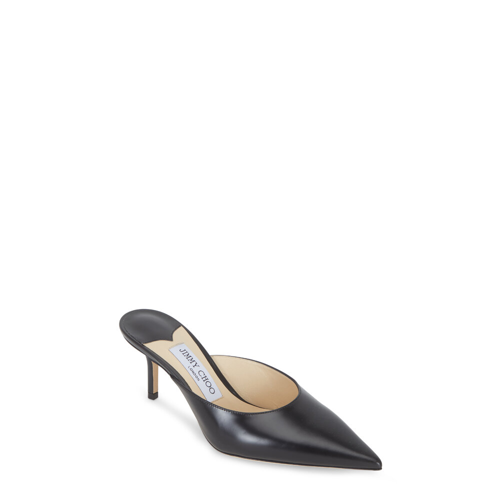 Jimmy Choo - Rav Black Liquid Leather Mule, 65mm