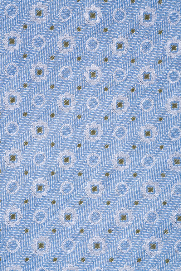 Zegna Ice Blue Geometric Linen & Silk Necktie - view 2