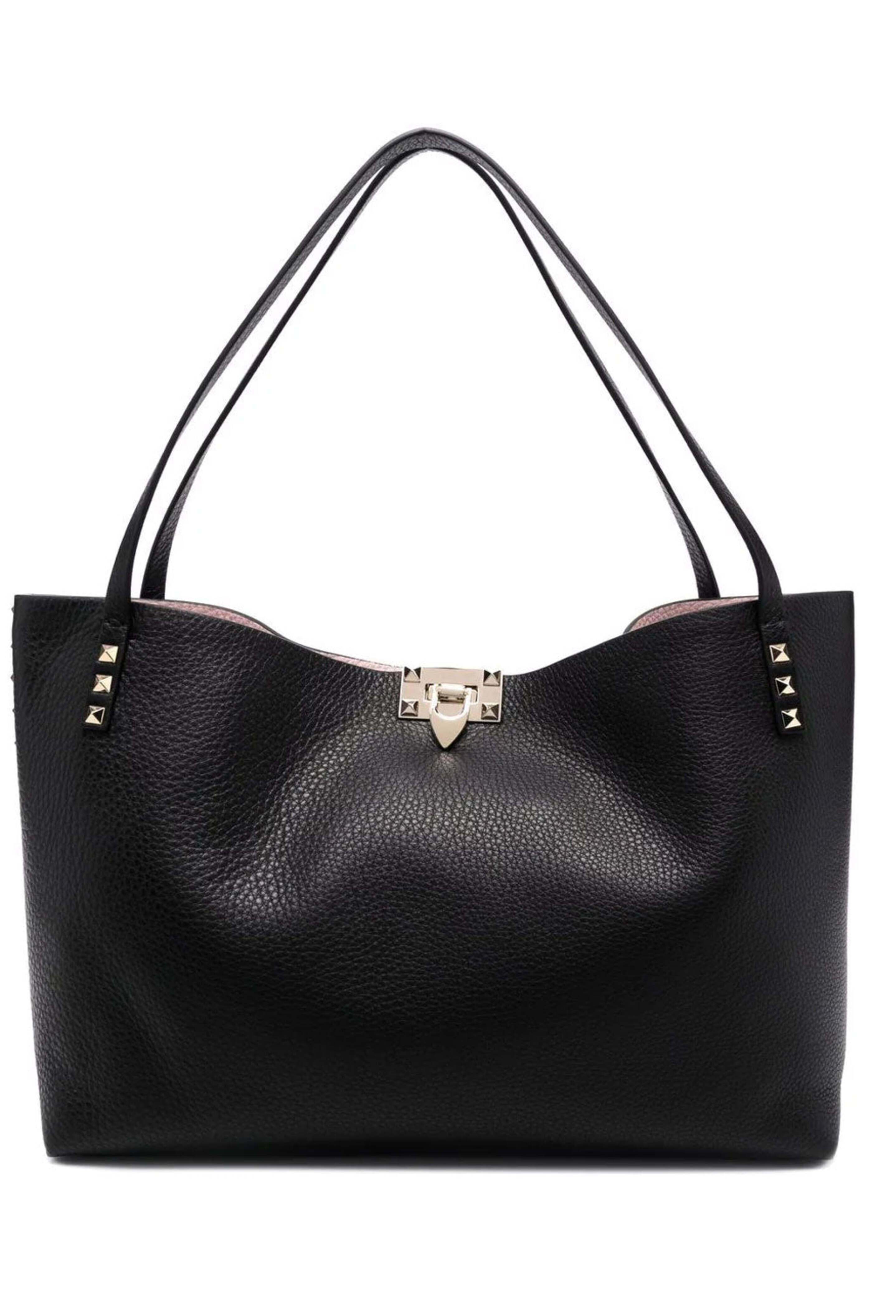 Valentino Garavani - Medium Rockstud Tote in Nero Rose