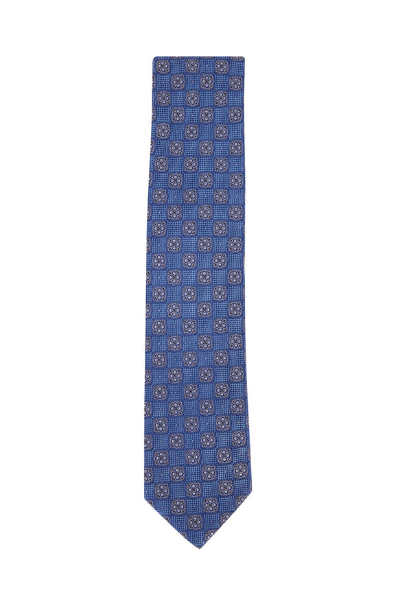 Eton - Blue Geometric Silk Necktie