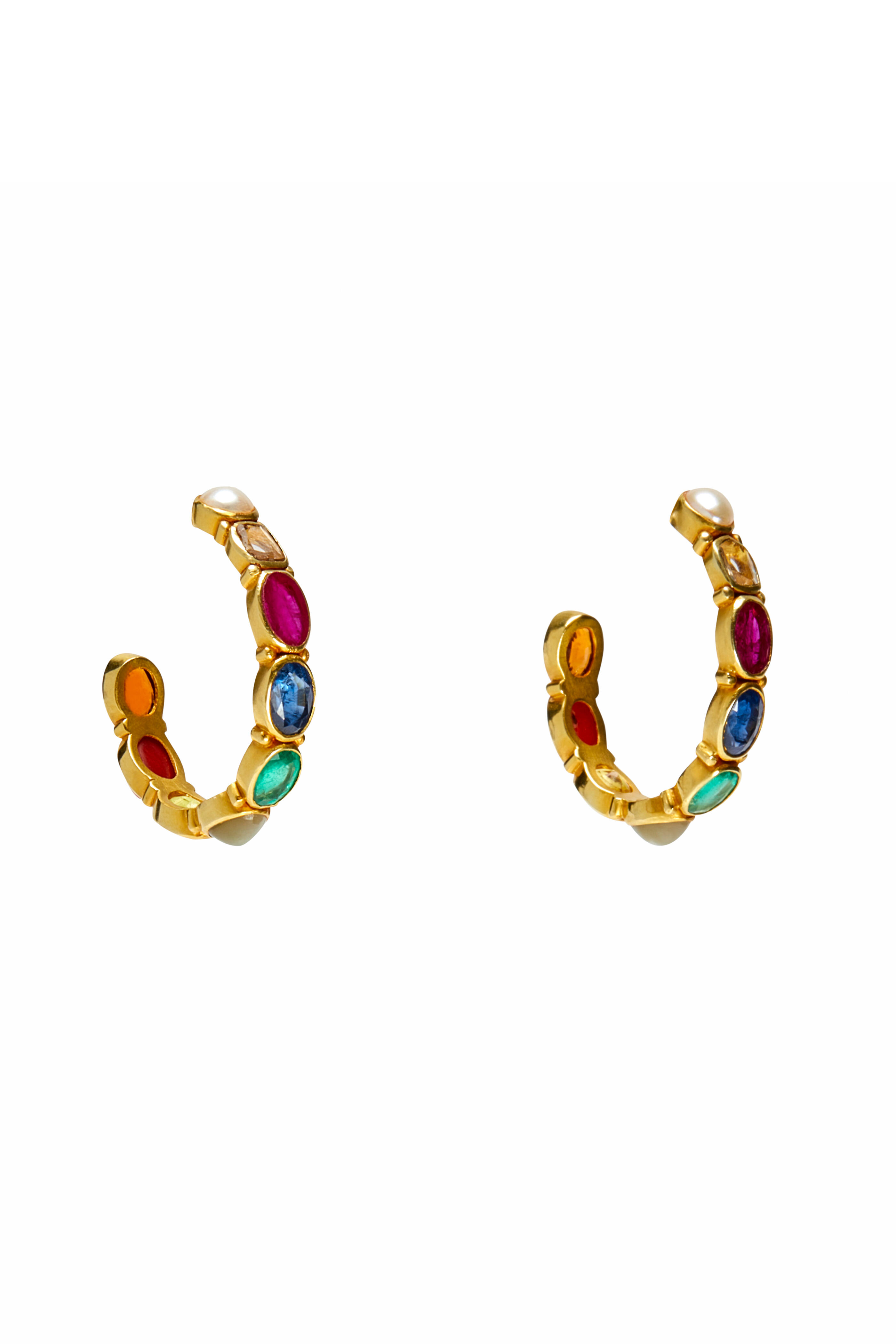 Van Gelder - 18k Yellow Gold Navaratna Planets Hoops