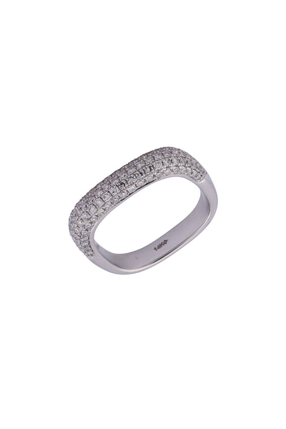 Kai Linz 14k White Gold White Diamond Square Band