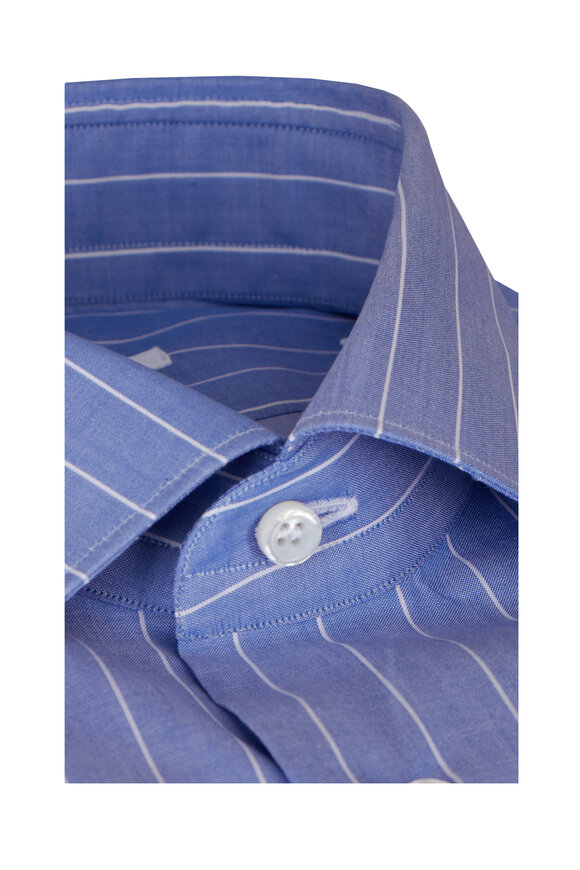 Fray Blue Stripe Cotton Sport Shirt - view 2