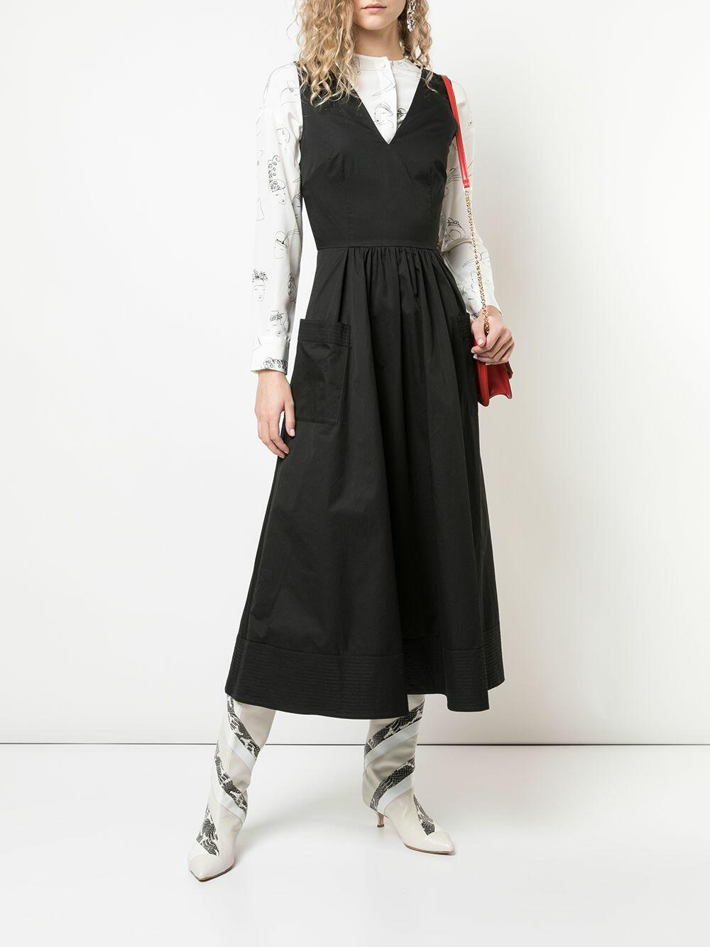 CO Collection - Black Cotton Front Pocket Sleeveless Dress