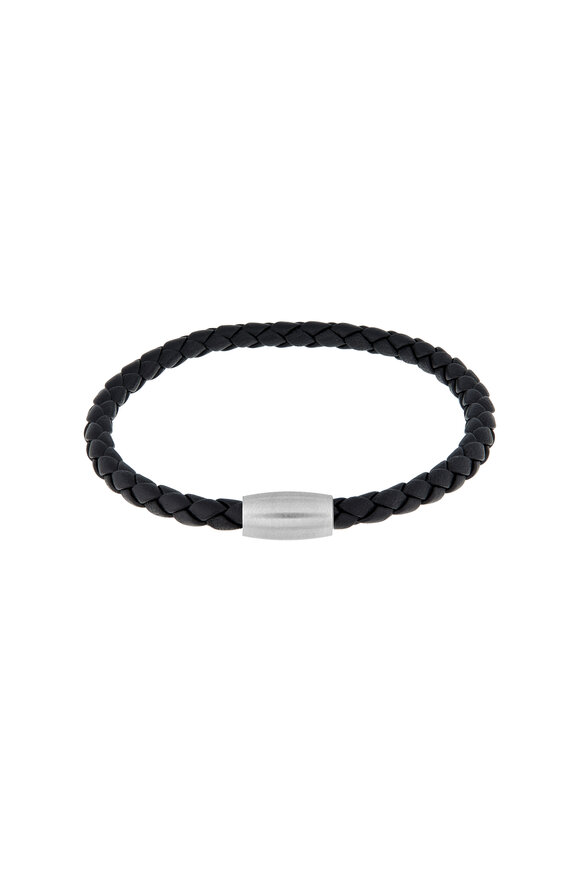 Jan Leslie Black Woven Leather Bracelet