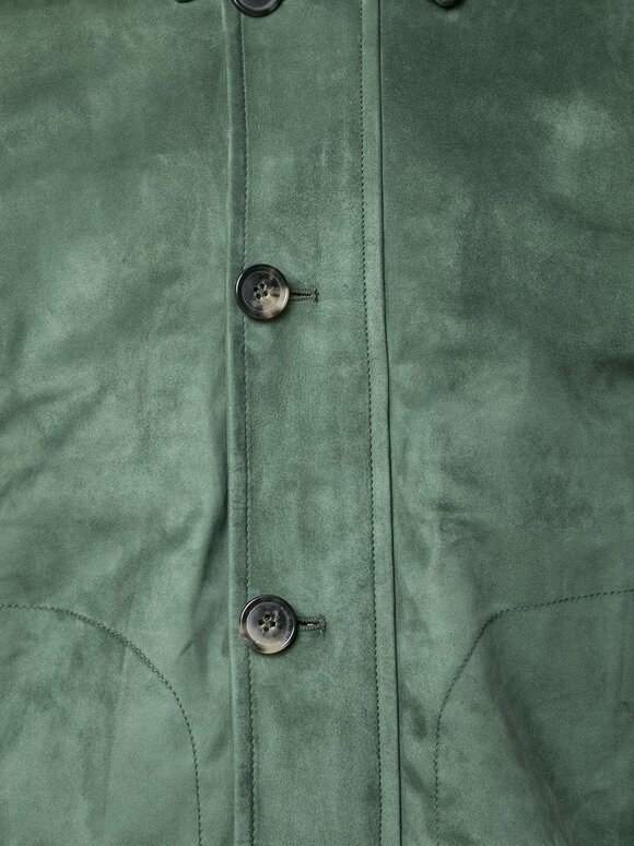 Isaia - Green Suede Bomber Jacket