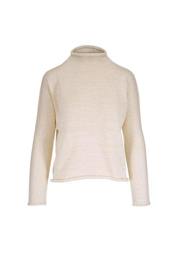 Frank & Eileen Monterey Cream & Gold Rolled Funnel Neck Sweater