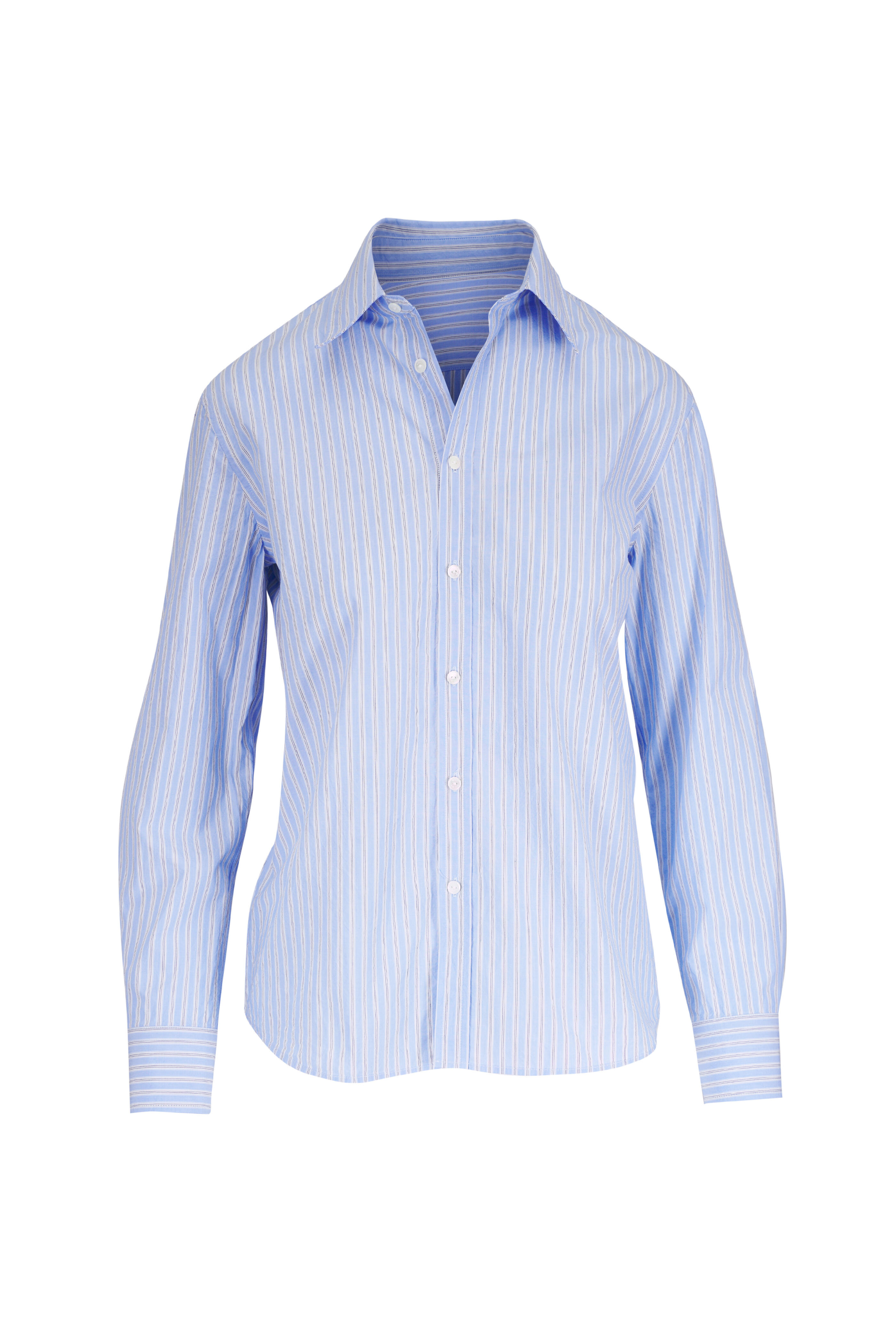 Nili Lotan - Raphael Striped Blue Button Up Blouse