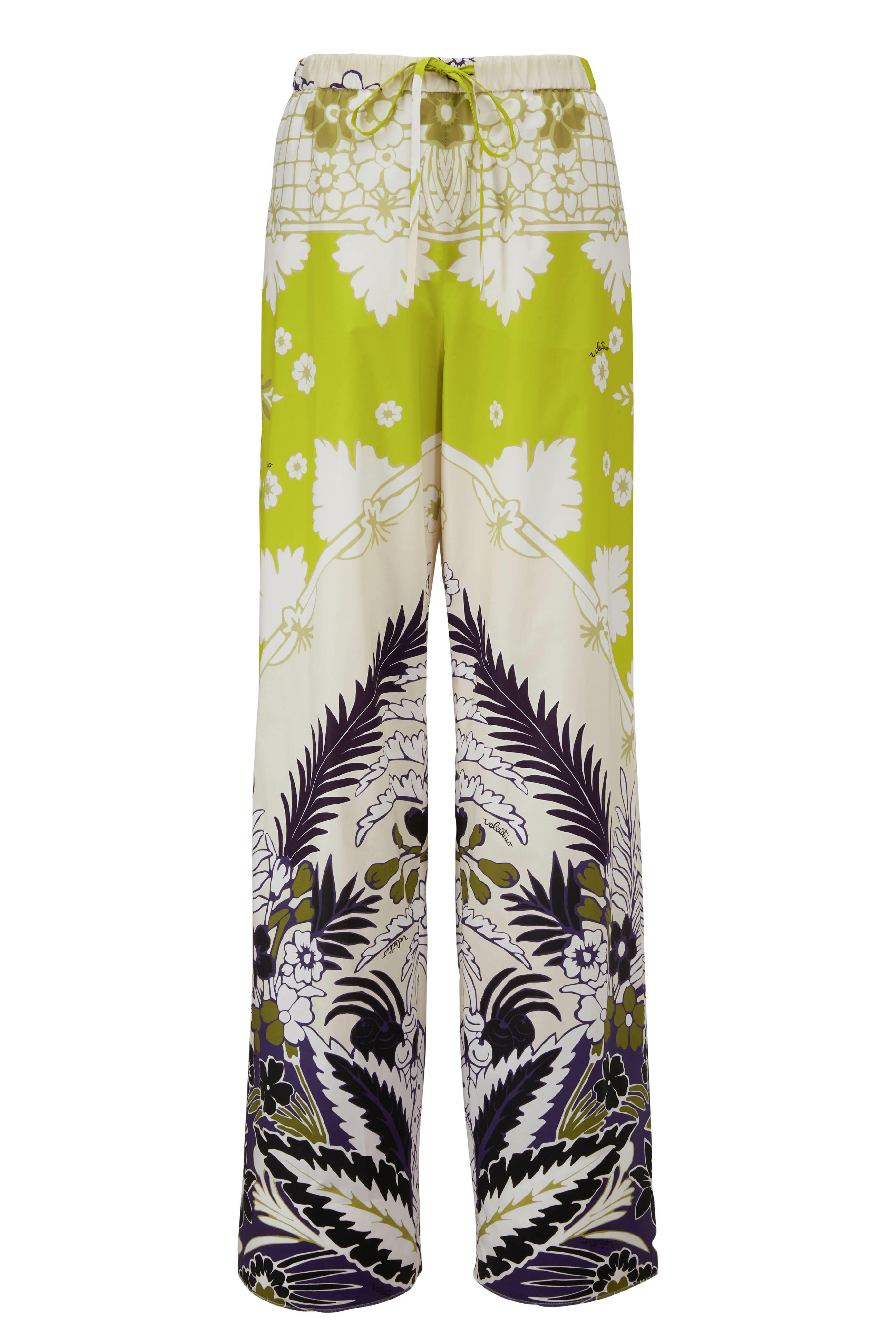Valentino - Lime Arrozo Print Cotton Pull On Pant