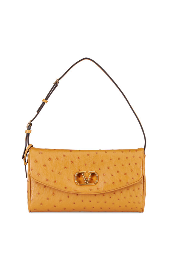 Valentino Garavani Small Devain Light Brown Leather Shoulder Bag - view 1