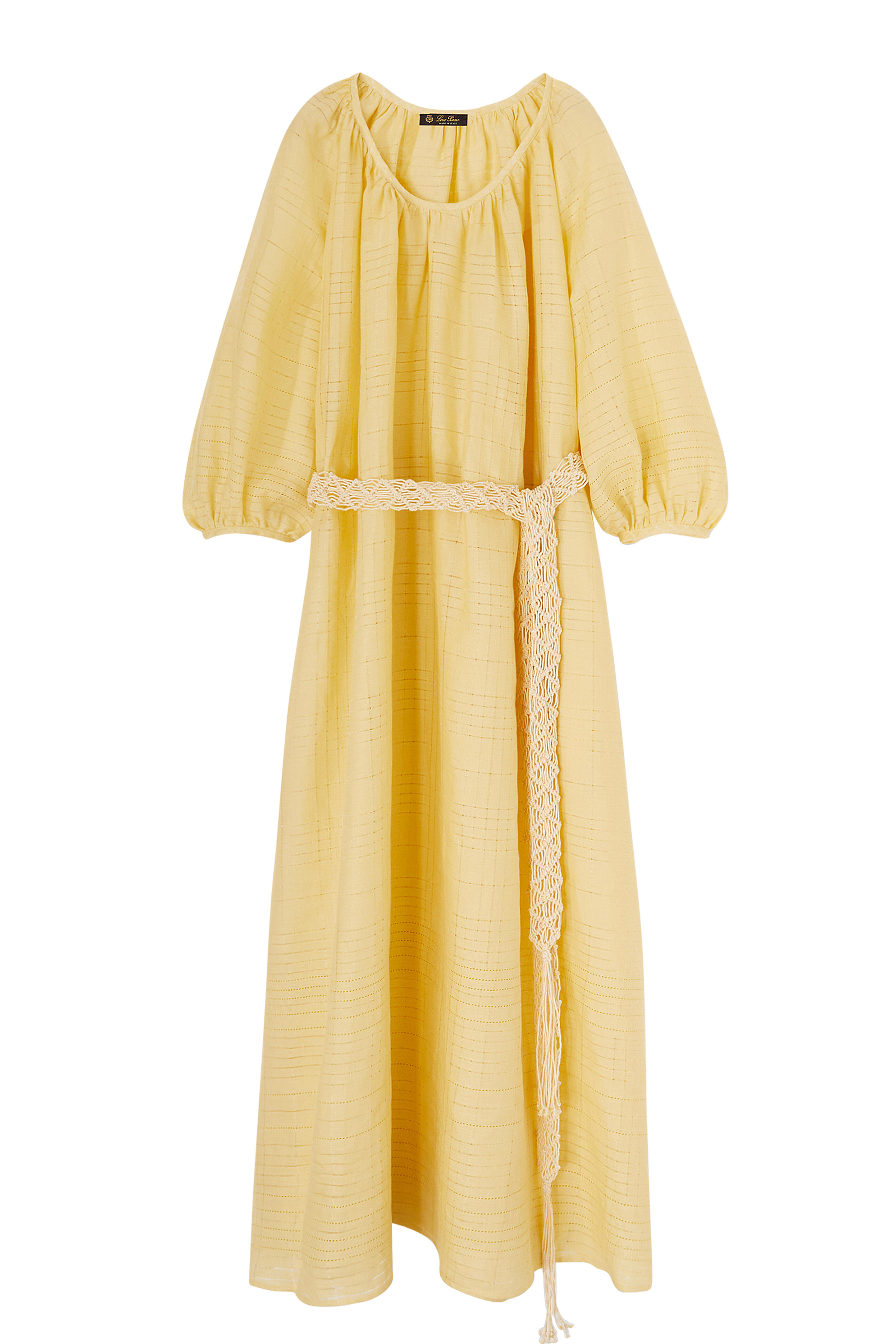 ワンピース Loro Piana Carmen Dress With Belt Belted linen midi dress in beige - Loro Piana | Mytheresa